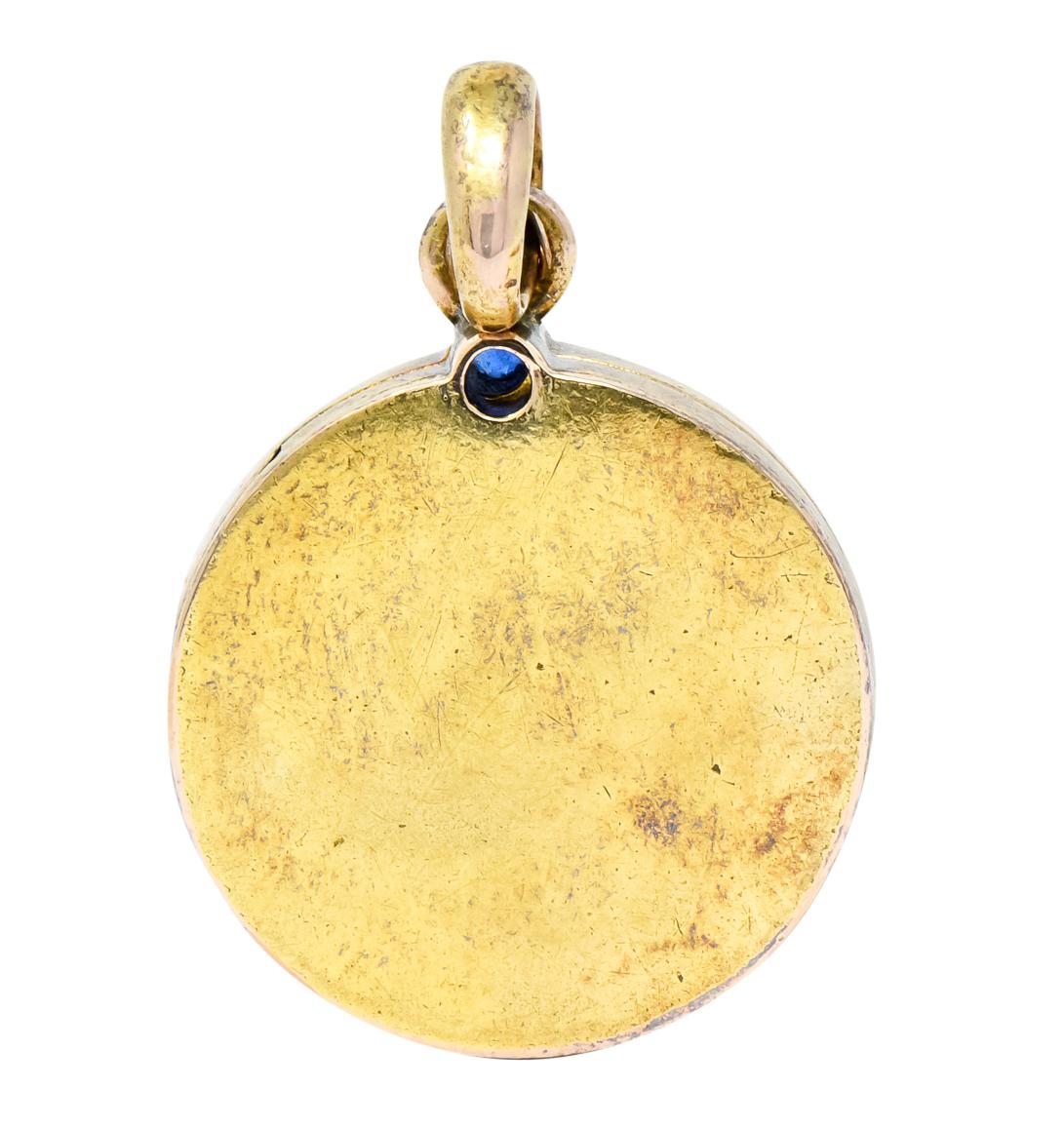 Women's or Men's Late Victorian Russian Sapphire Diamond 14 Karat Gold Locket