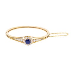 Late Victorian Sapphire and Diamond Bangle Bracelet, circa 1900s