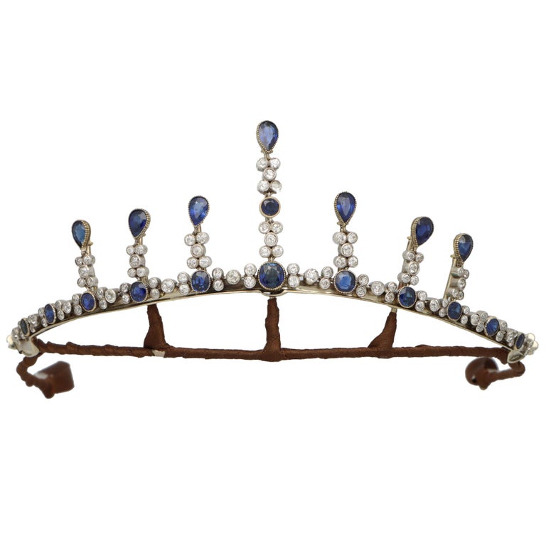 Late Victorian Sapphire and Diamond Convertible Tiara/Necklace and