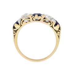 Late Victorian Sapphire and Diamond Five-Stone Ring, circa 1900s