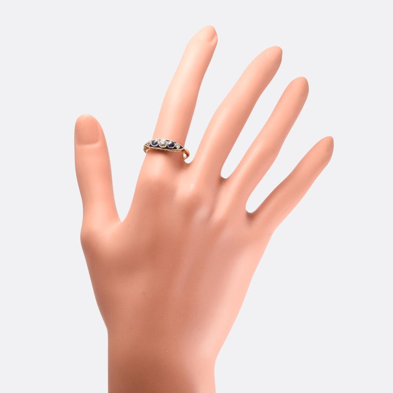 Late Victorian Sapphire Diamond Boat Ring at 1stDibs victorian boat ring