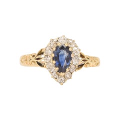Late Victorian Sapphire Diamond Heart Cluster Ring