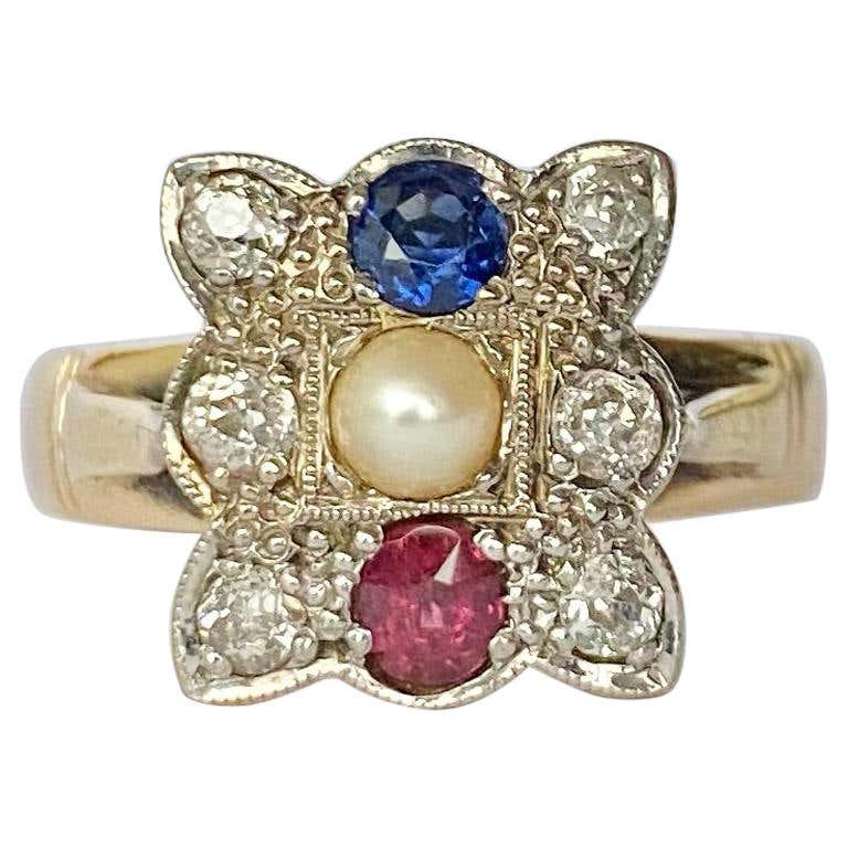Victorian Ruby and Pearl 15 Carat Gold Ring For Sale at 1stDibs | 15 ...