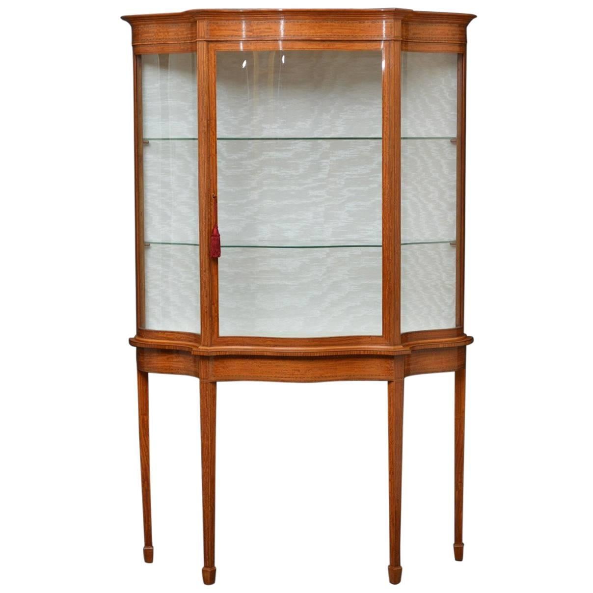 Late Victorian Satinwood Serpentine Display Cabinet