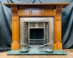 Late Victorian Scottish Solid Oak Corbel Fireplace Surround