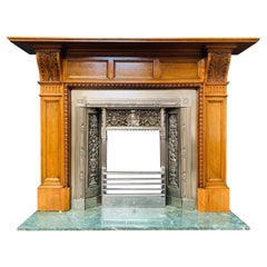 Late Victorian Scottish Solid Oak Corbel Fireplace Surround