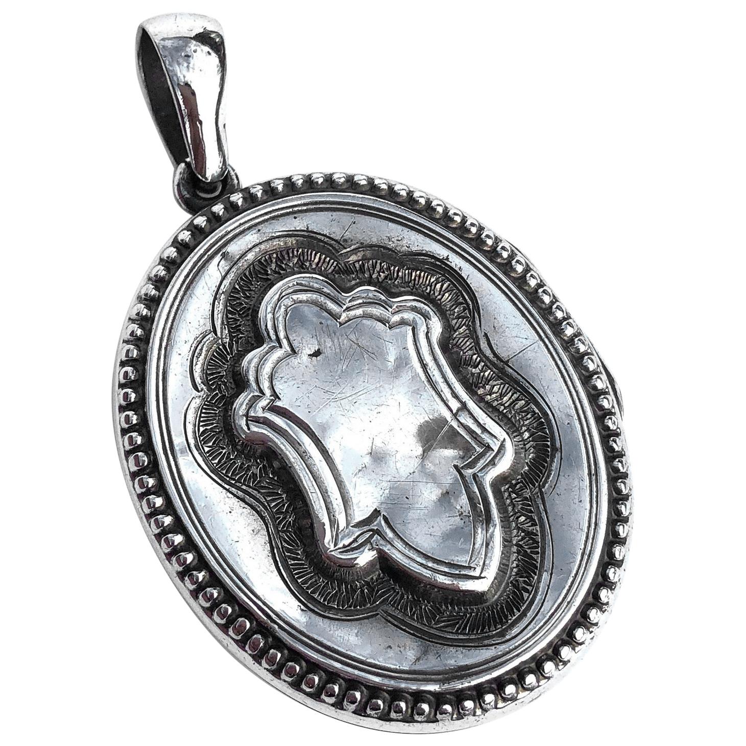 Late Victorian Silver Fancy Locket For Sale