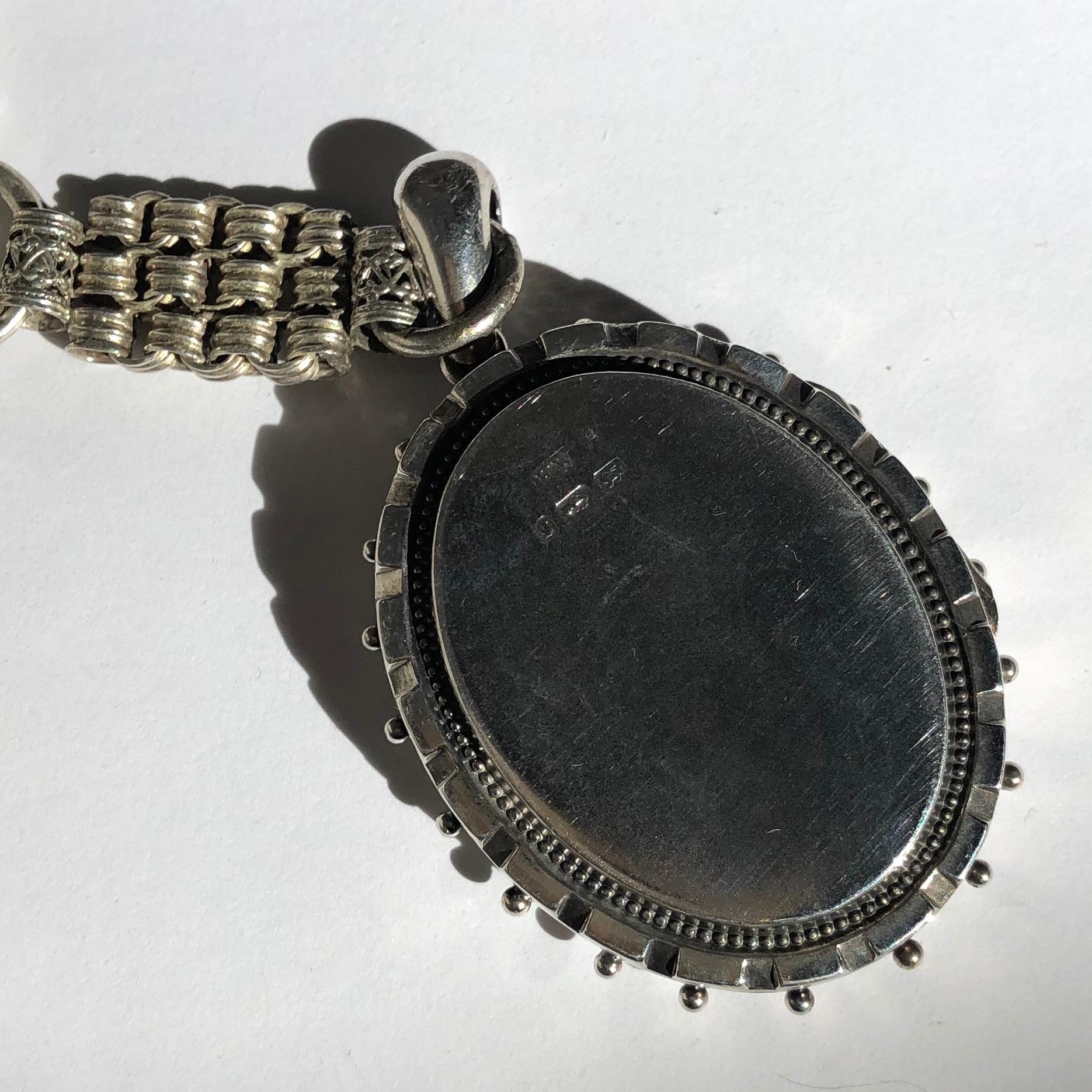 victorian silver locket and chain