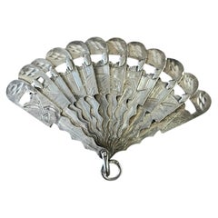 Late Victorian Silver Mechanical Folding Fan Pendant circa 1900