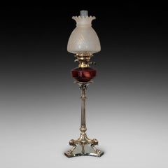 Late Victorian Silver Plated Brass Oil Lamp