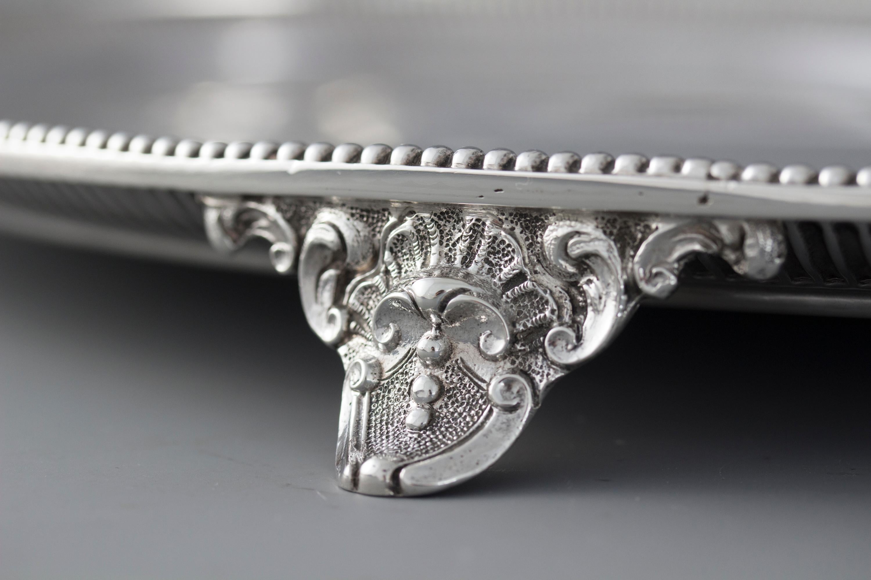 Late Victorian Silver Tea or Drinks Tray London 1886 by Charles Boyton 3