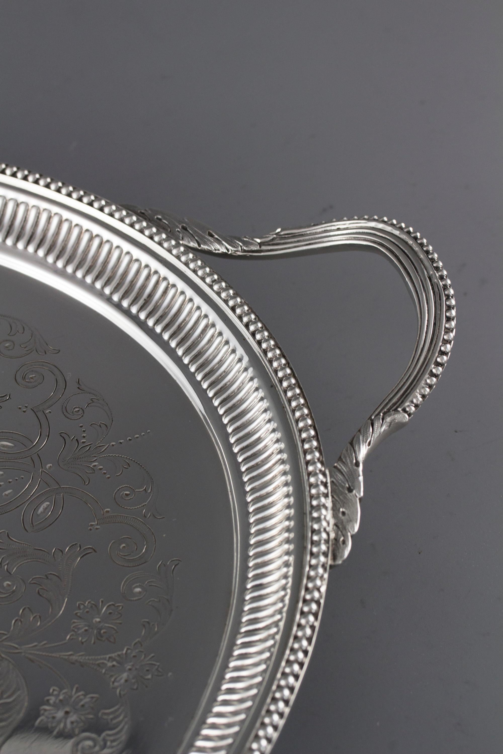 Late 19th Century Late Victorian Silver Tea or Drinks Tray London 1886 by Charles Boyton