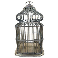 Late Victorian Solid Bronze Wire Eastern Spire Birdcage w/ Pin Lock