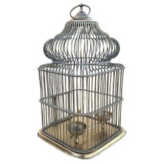 Late Victorian Solid Bronze Wire Eastern Spire Birdcage w/ Pin Lock