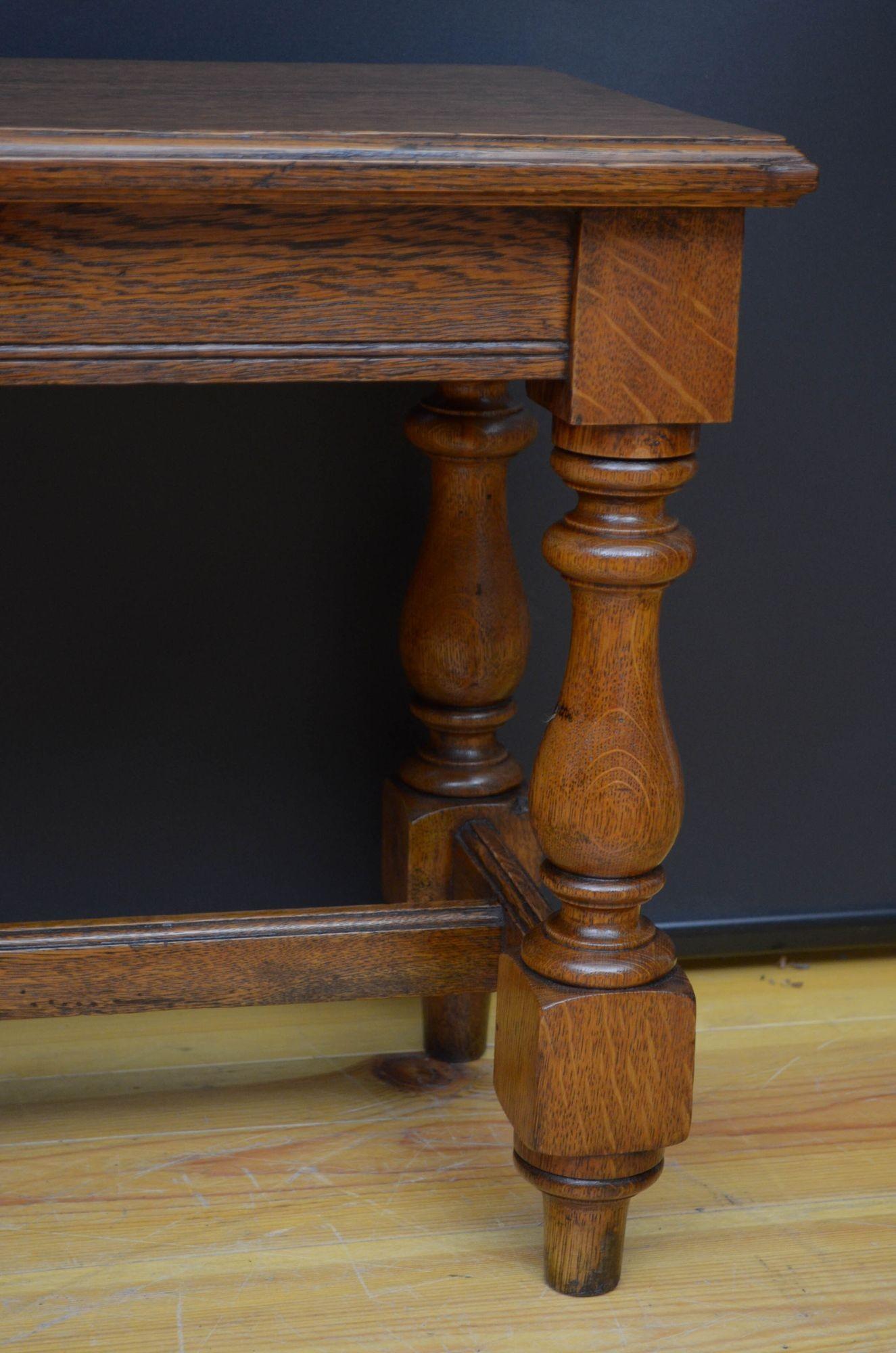 Late Victorian Solid Oak Hall Bench For Sale 6