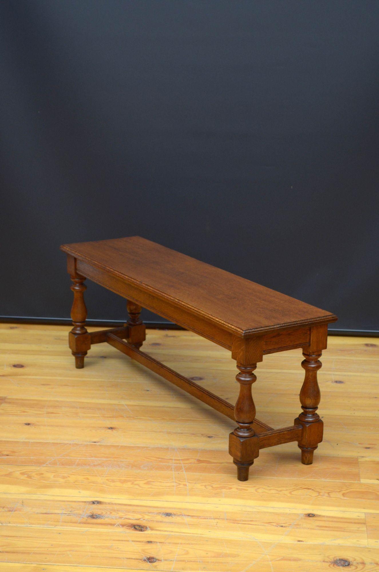 19th Century Late Victorian Solid Oak Hall Bench For Sale