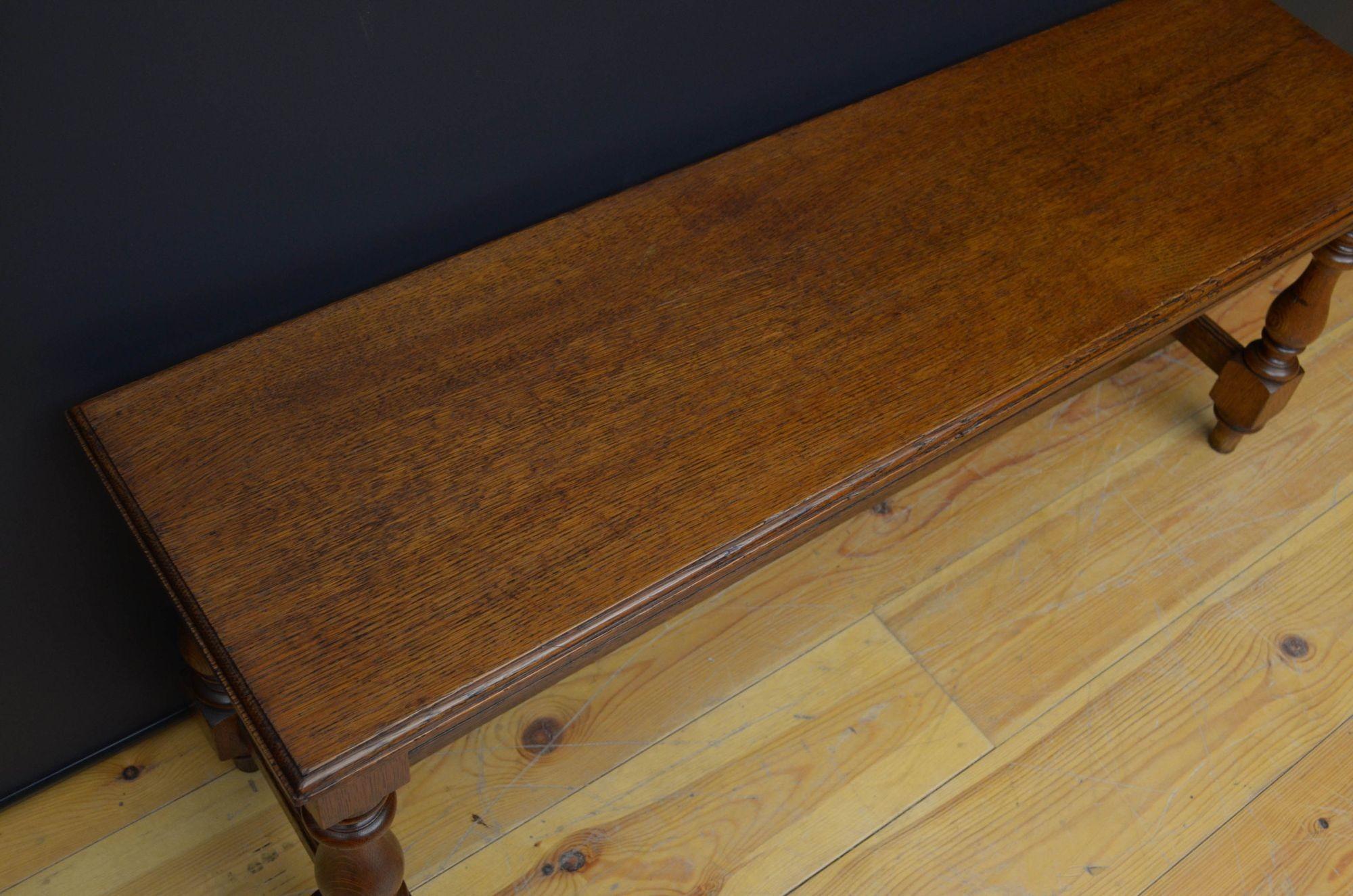 Late Victorian Solid Oak Hall Bench For Sale 2
