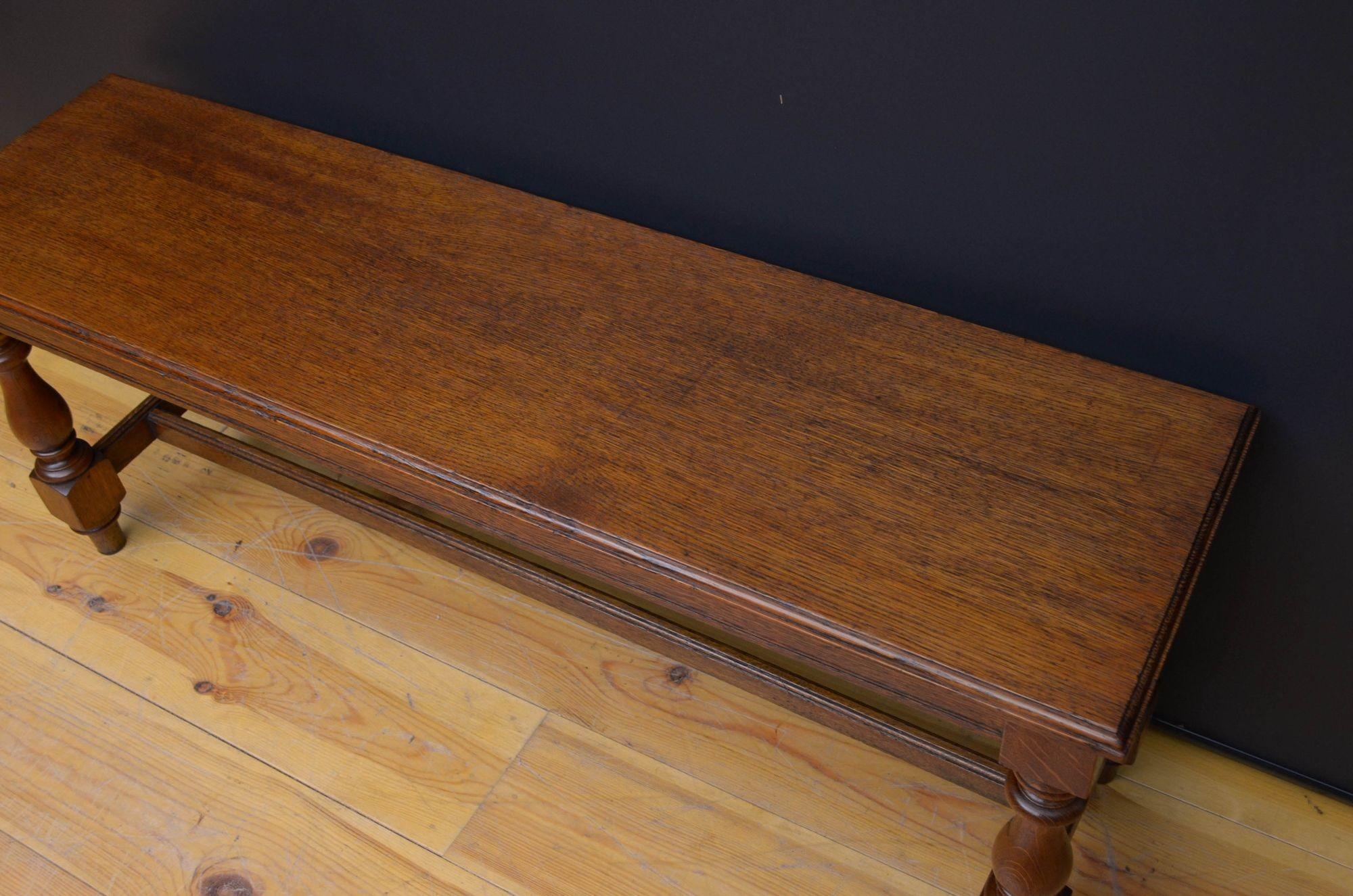 Late Victorian Solid Oak Hall Bench For Sale 4
