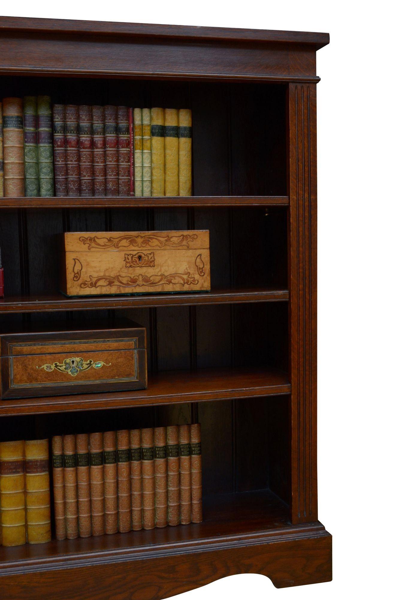 Late Victorian Solid Oak Open Bookcase For Sale 5