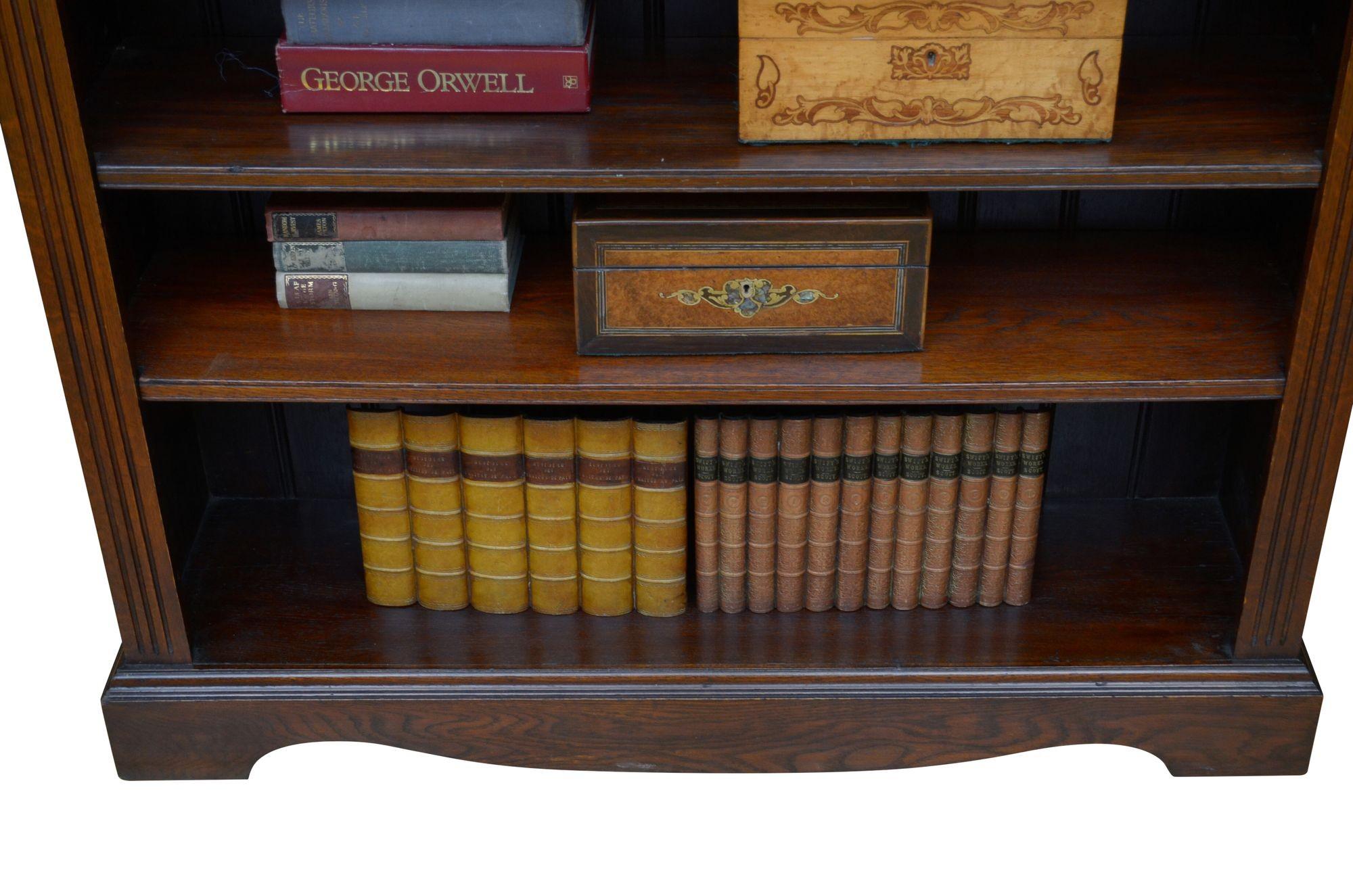 Late Victorian Solid Oak Open Bookcase For Sale 6