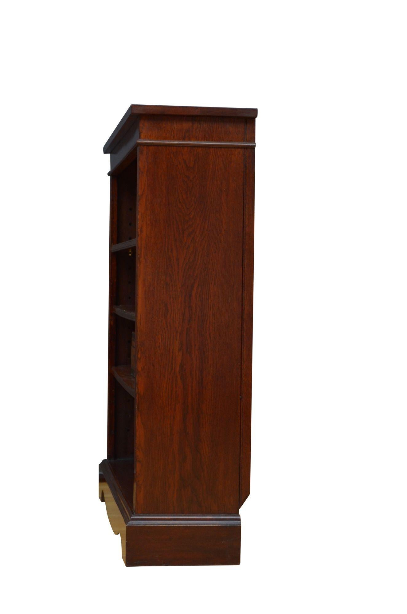 Late Victorian Solid Oak Open Bookcase For Sale 7