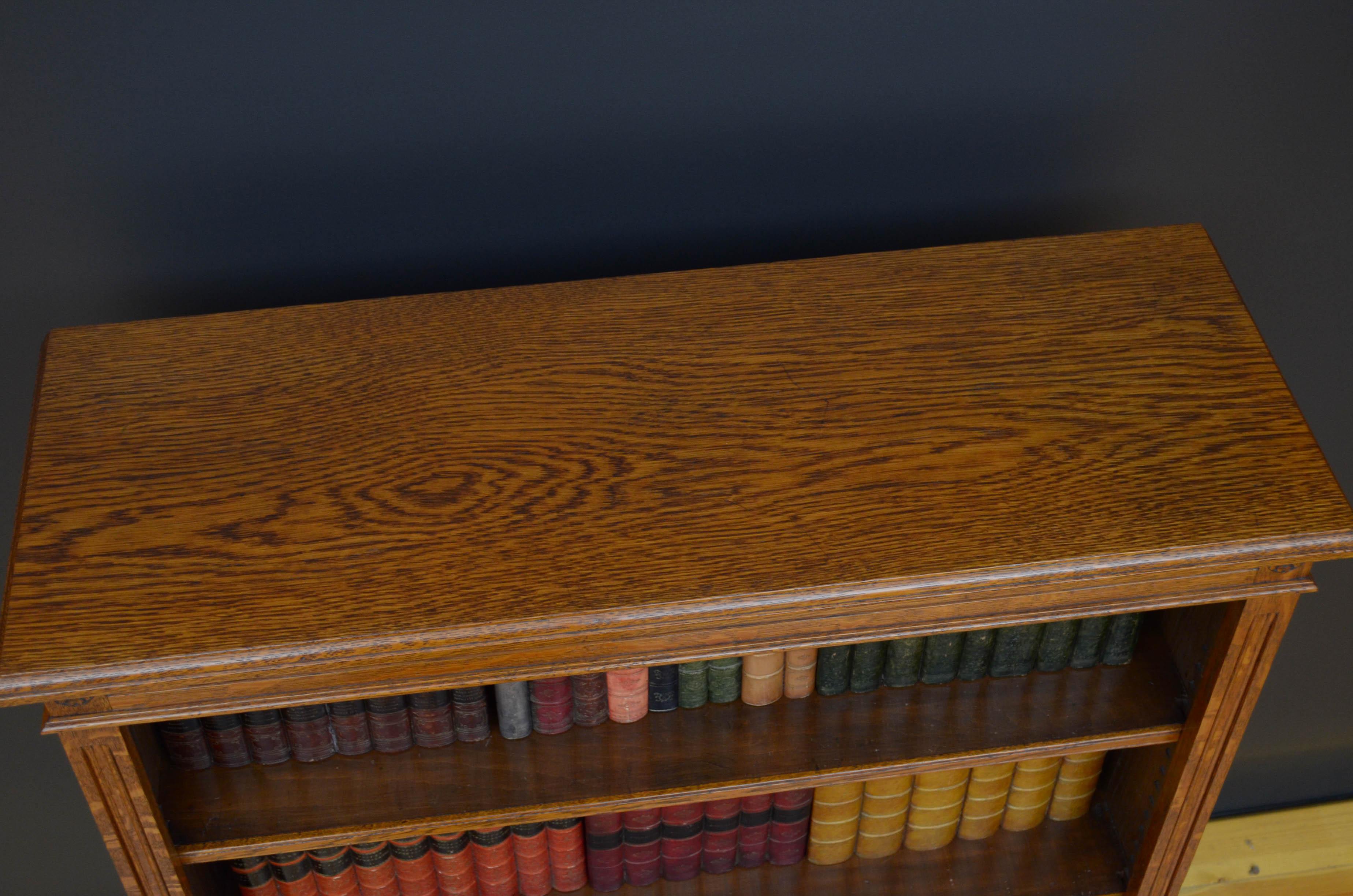 European Late Victorian Solid Oak Open Bookcase