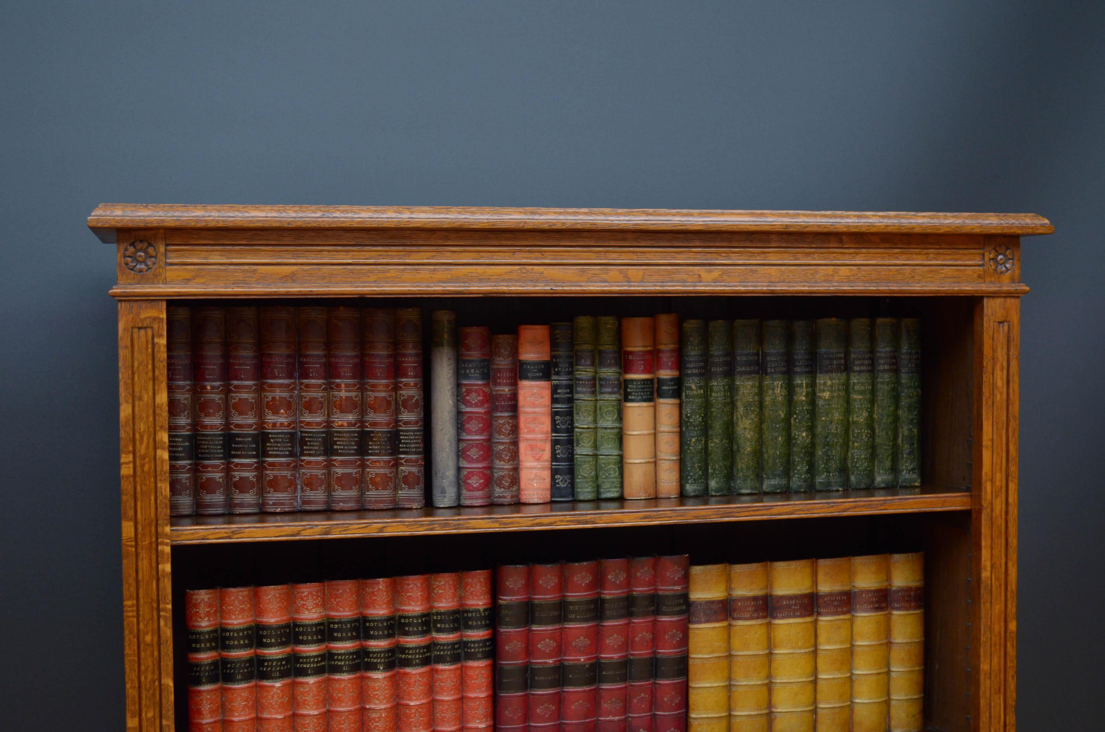 19th Century Late Victorian Solid Oak Open Bookcase