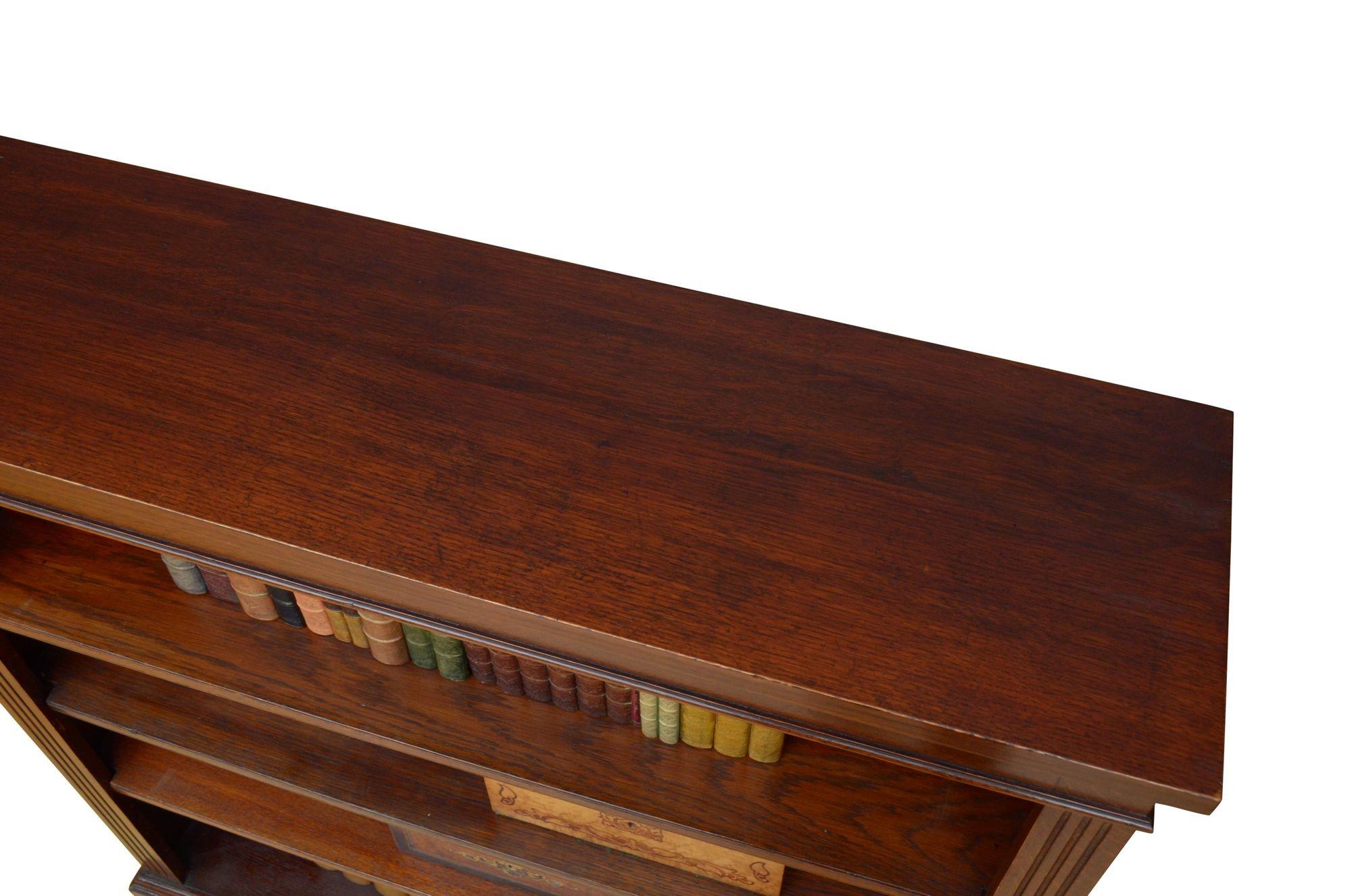 Late Victorian Solid Oak Open Bookcase For Sale 2