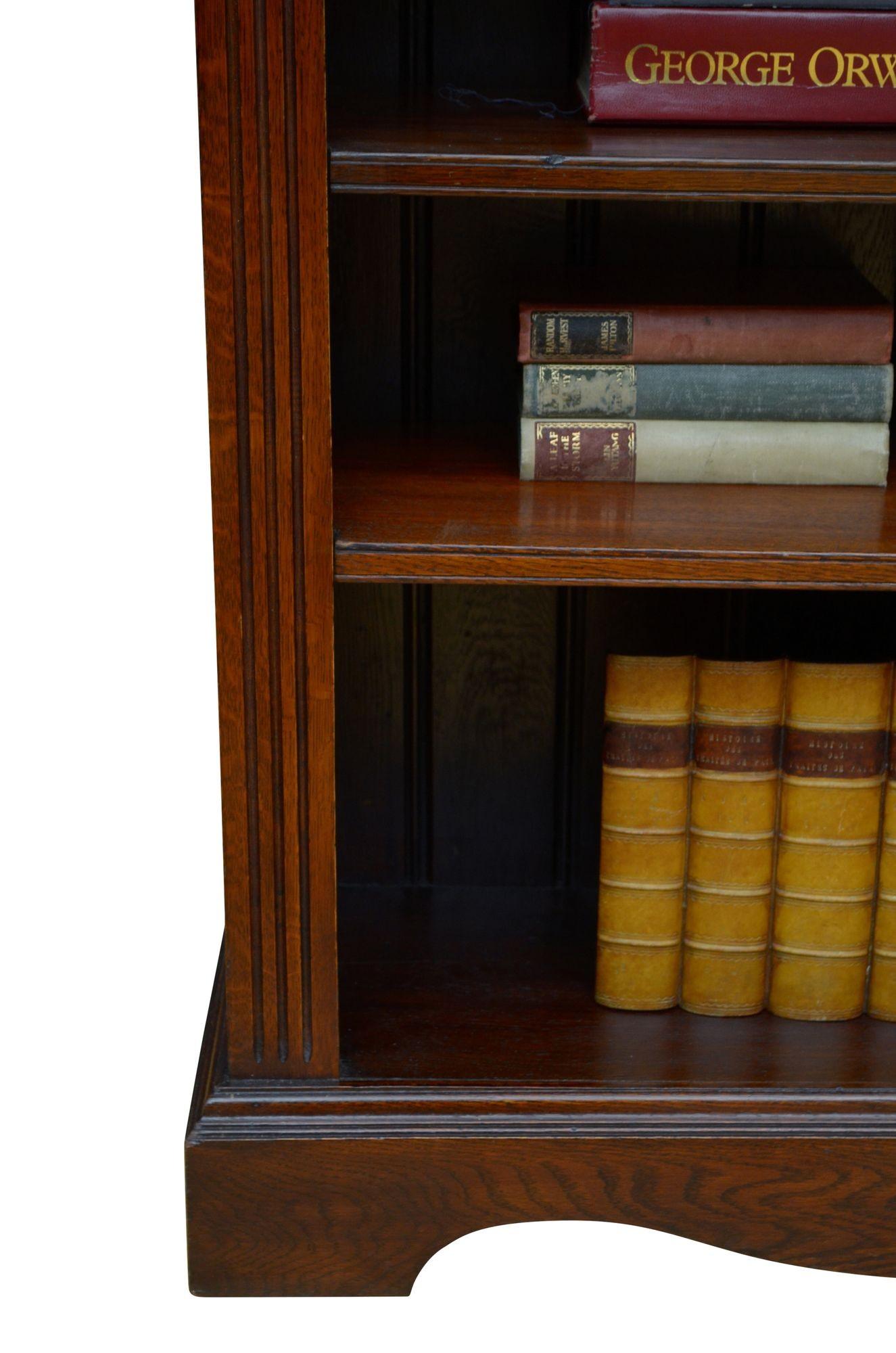 Late Victorian Solid Oak Open Bookcase For Sale 4