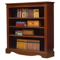 Antique Late Victorian Solid Oak Open Bookcase