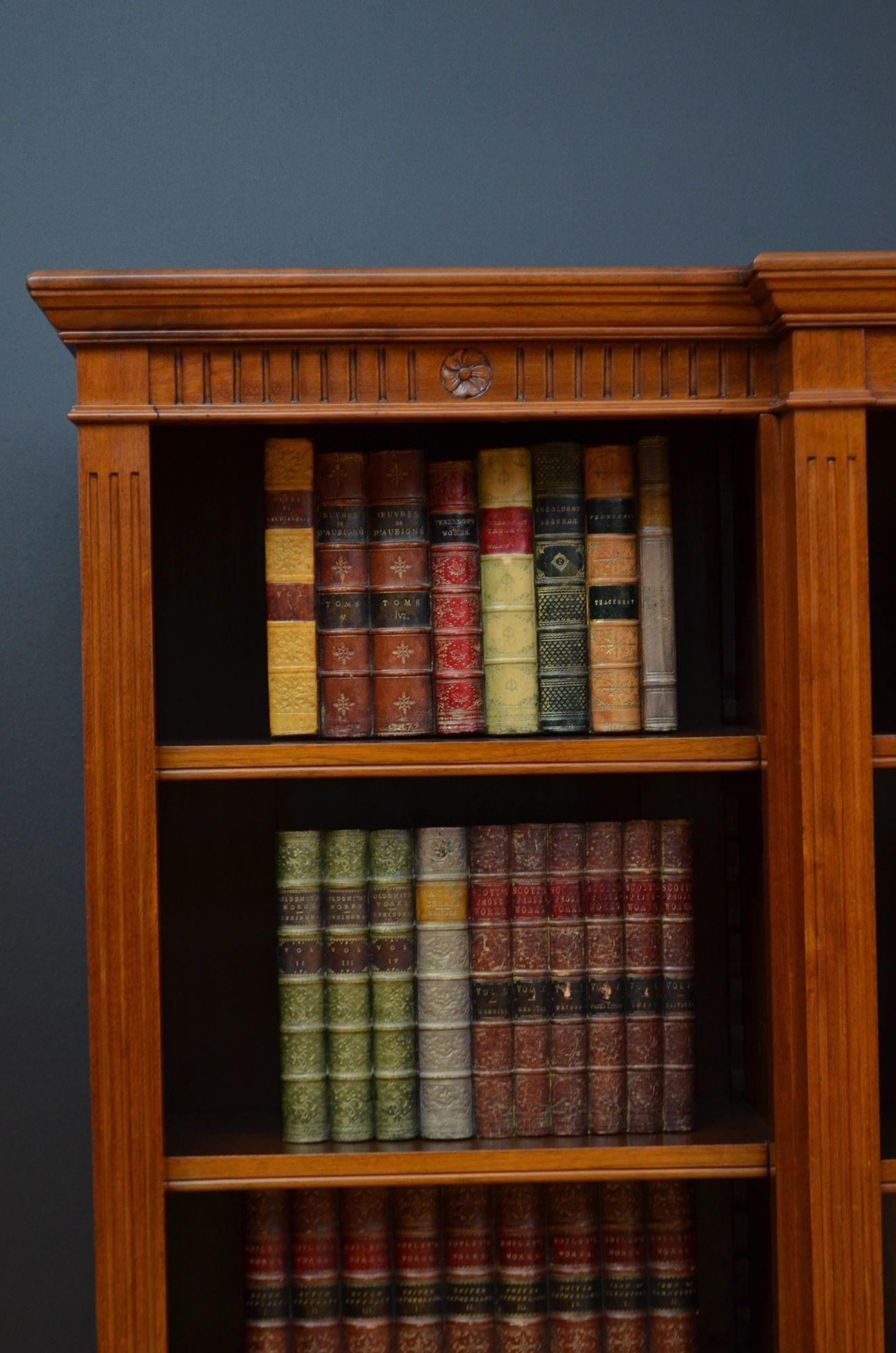 Late Victorian Solid Walnut Open Bookcase For Sale 5
