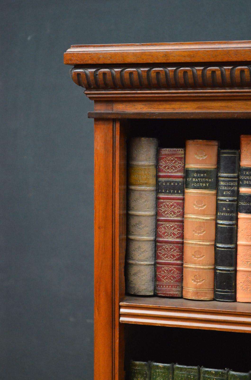 English Late Victorian Solid Walnut Open Bookcase