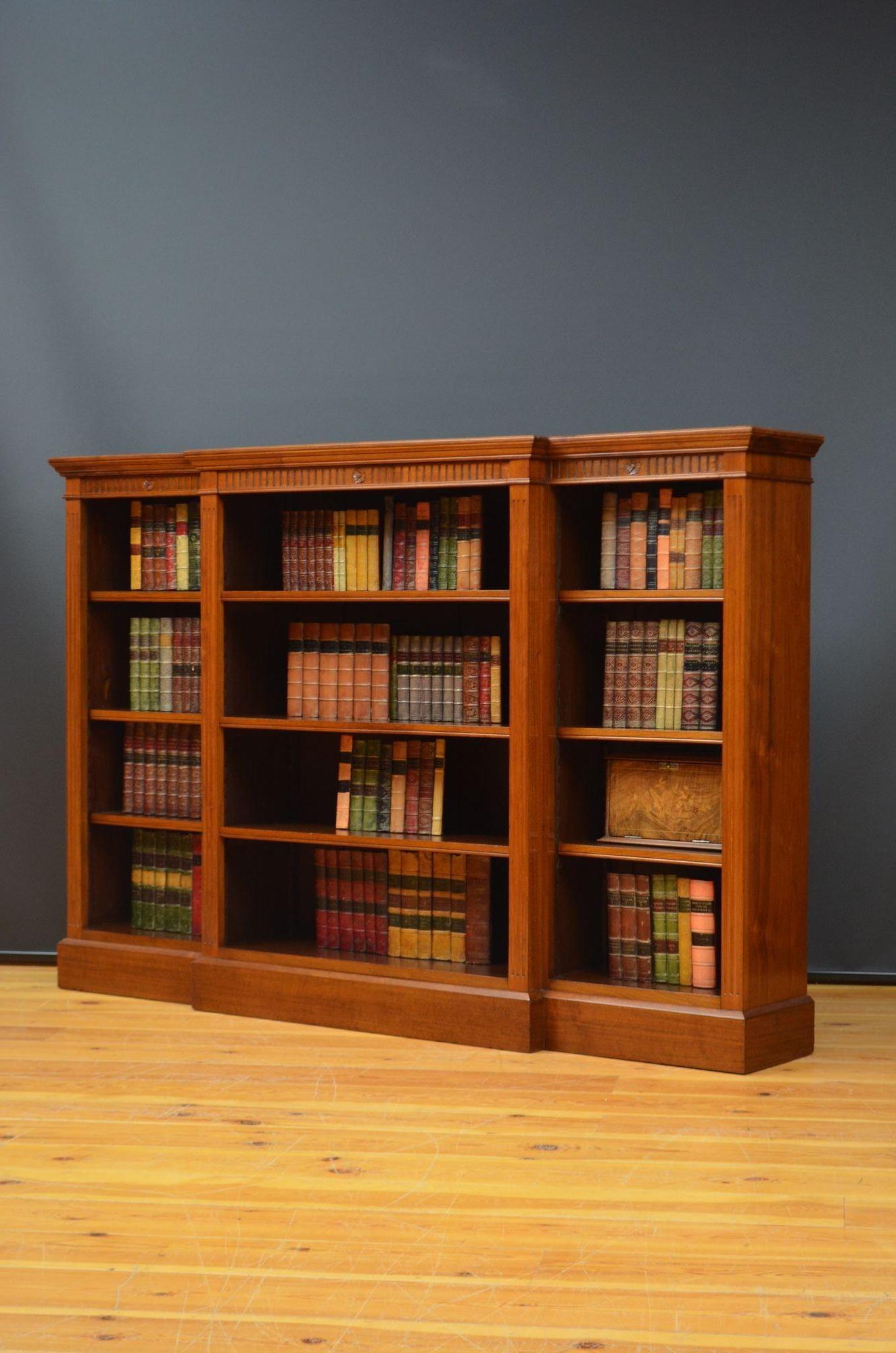 English Late Victorian Solid Walnut Open Bookcase For Sale