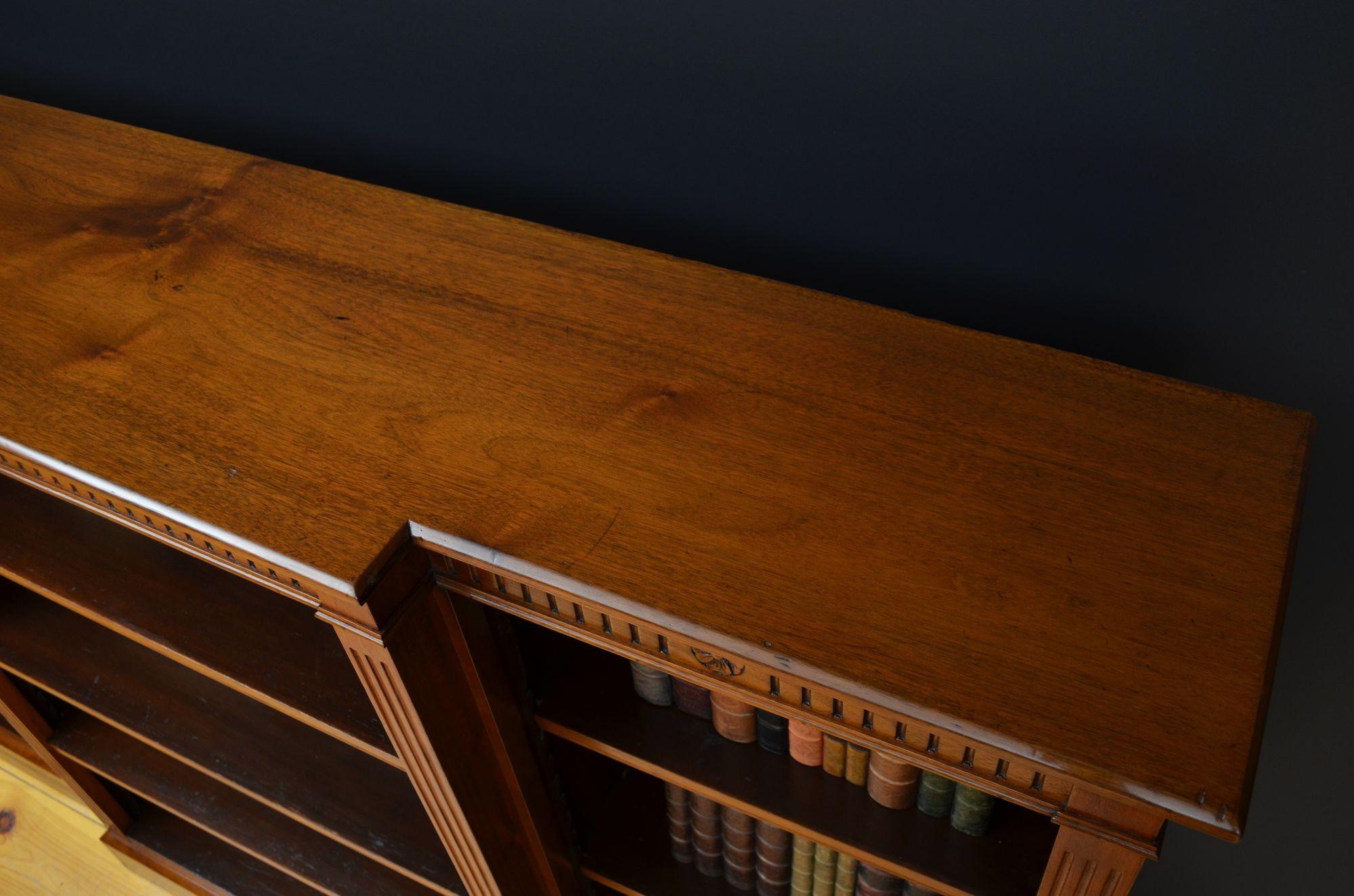 Late Victorian Solid Walnut Open Bookcase For Sale 3