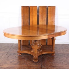 Late Victorian Solid Walnut Round Extending Dining Banquet Table