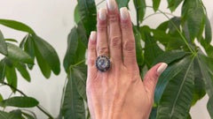 Spätviktorianischer Stern-Saphir- und Diamant-Silber-Cluster-Ring aus 10k Weißgold