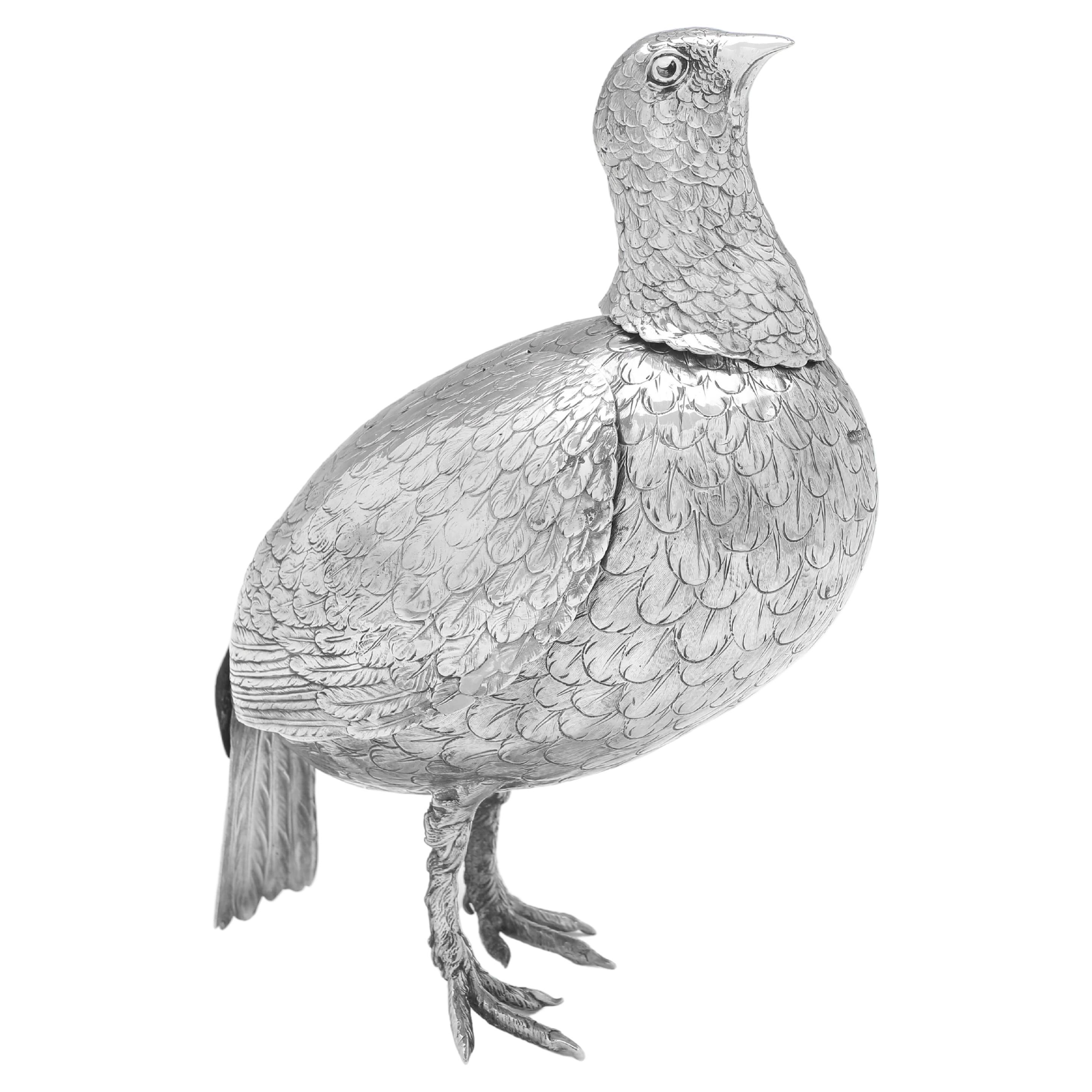 Spätviktorianisches Sterlingsilber-Modell eines Partridges – Berthold Muller 1901