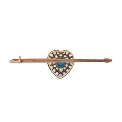 Late Victorian Turquoise and Rose Cut Diamond Brooch, circa 1900s