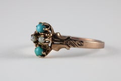 Late Victorian Turquoise and Seed Pearl Ring