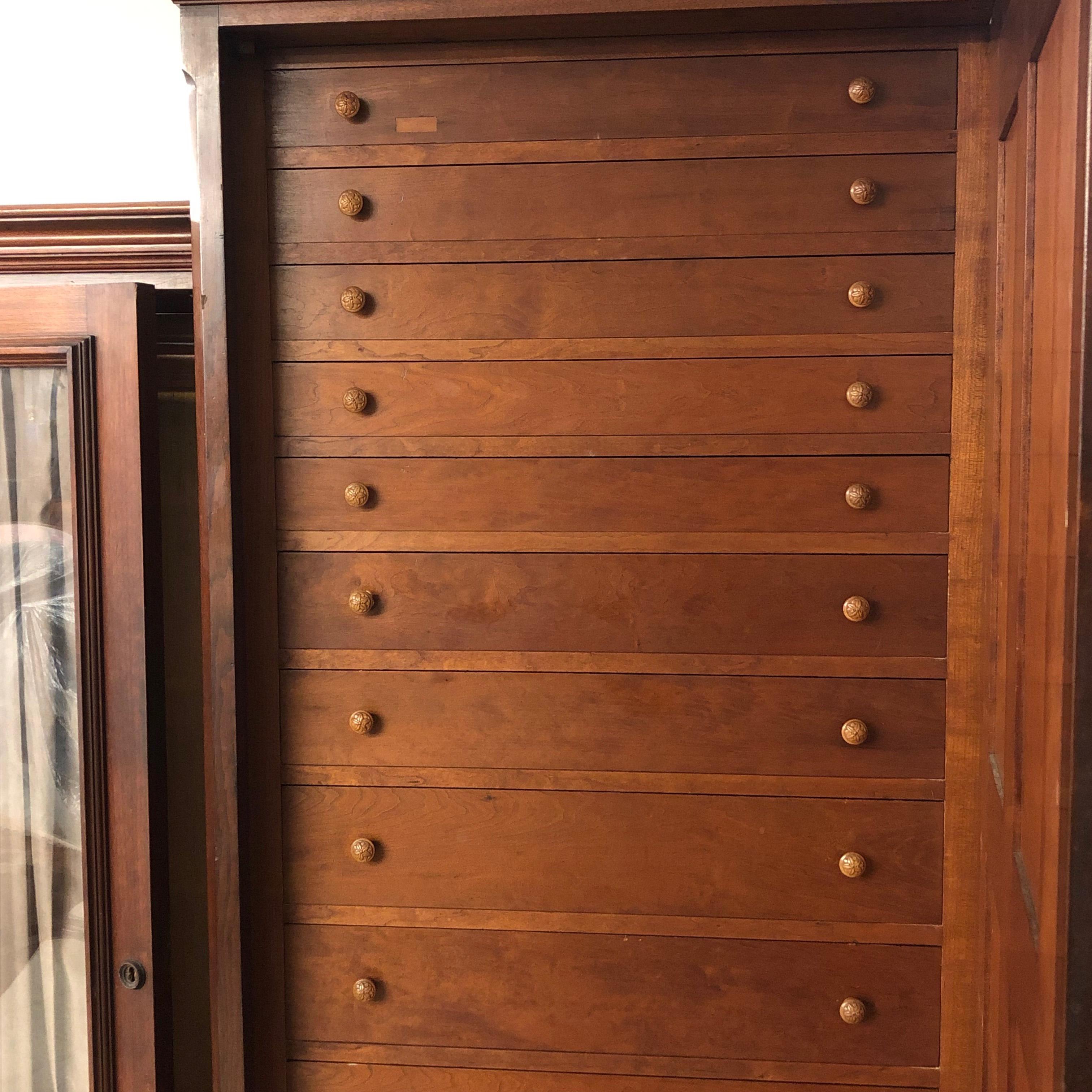 Late Victorian Walnut Armoire Wardrobe In Good Condition For Sale In Wilton, CT