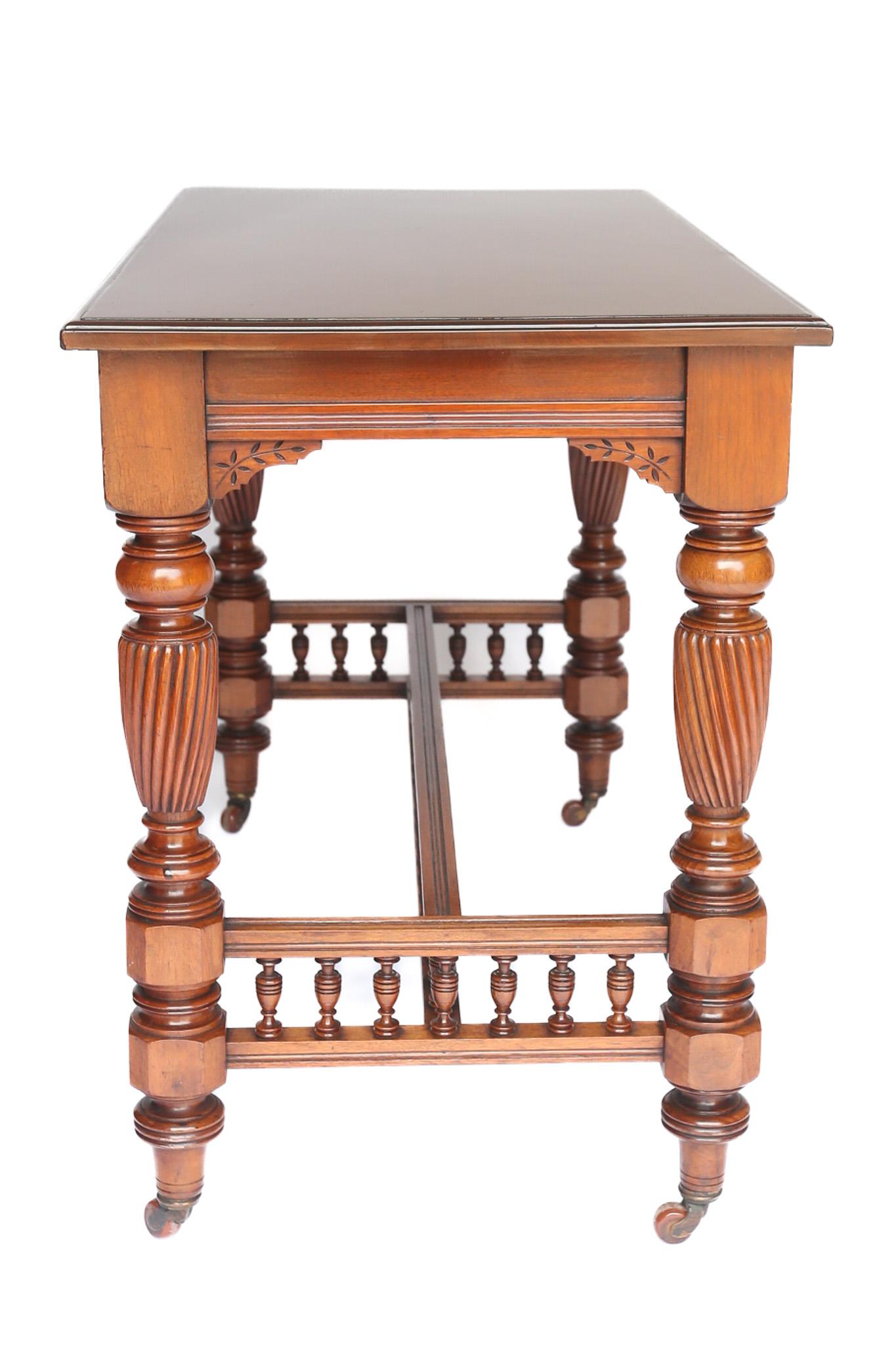Polished Late Victorian Walnut & Carved Centre Table For Sale