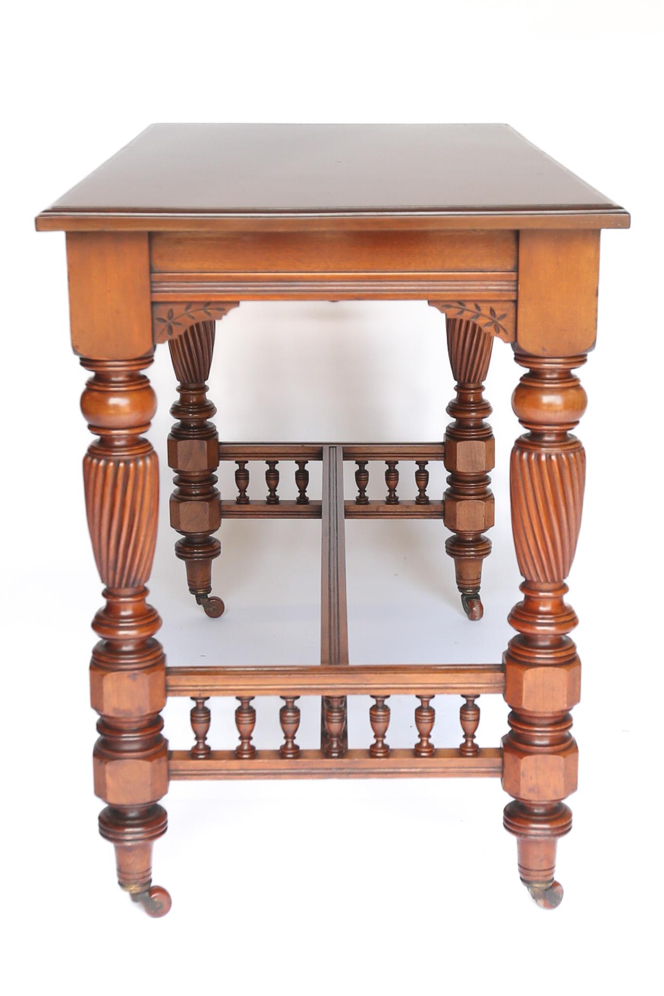 Late 19th Century Late Victorian Walnut & Carved Centre Table For Sale