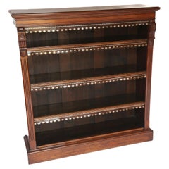 Late Victorian Walnut & carved open bookcase