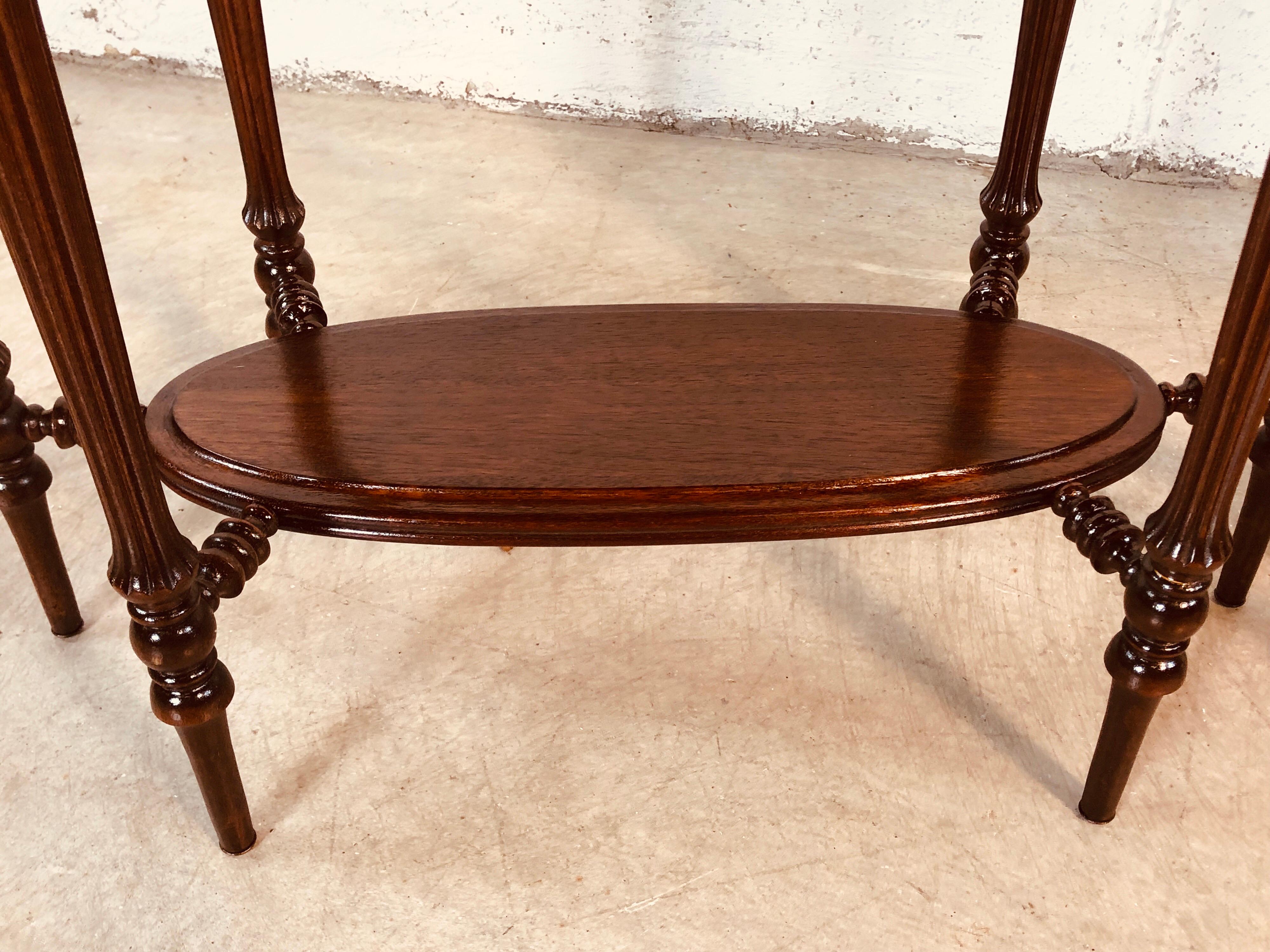 Late Victorian Walnut Oval Side Tables, Pair For Sale 1