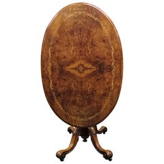 Late Victorian Walnut & Satinwood Inlaid Tilt-Top Table