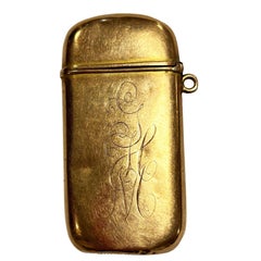 Late Victorian Western 10K Gold Stallion Pair Match Safe Vesta w/ Diamond