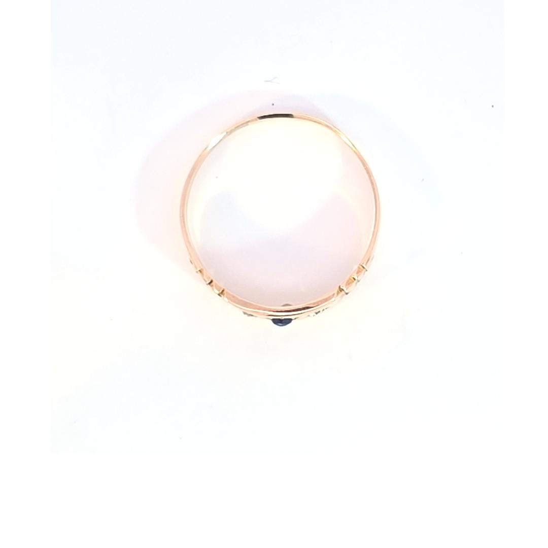 Spätviktorianischer Ring aus Gelbgold, Saphir und Diamant für Damen oder Herren im Angebot