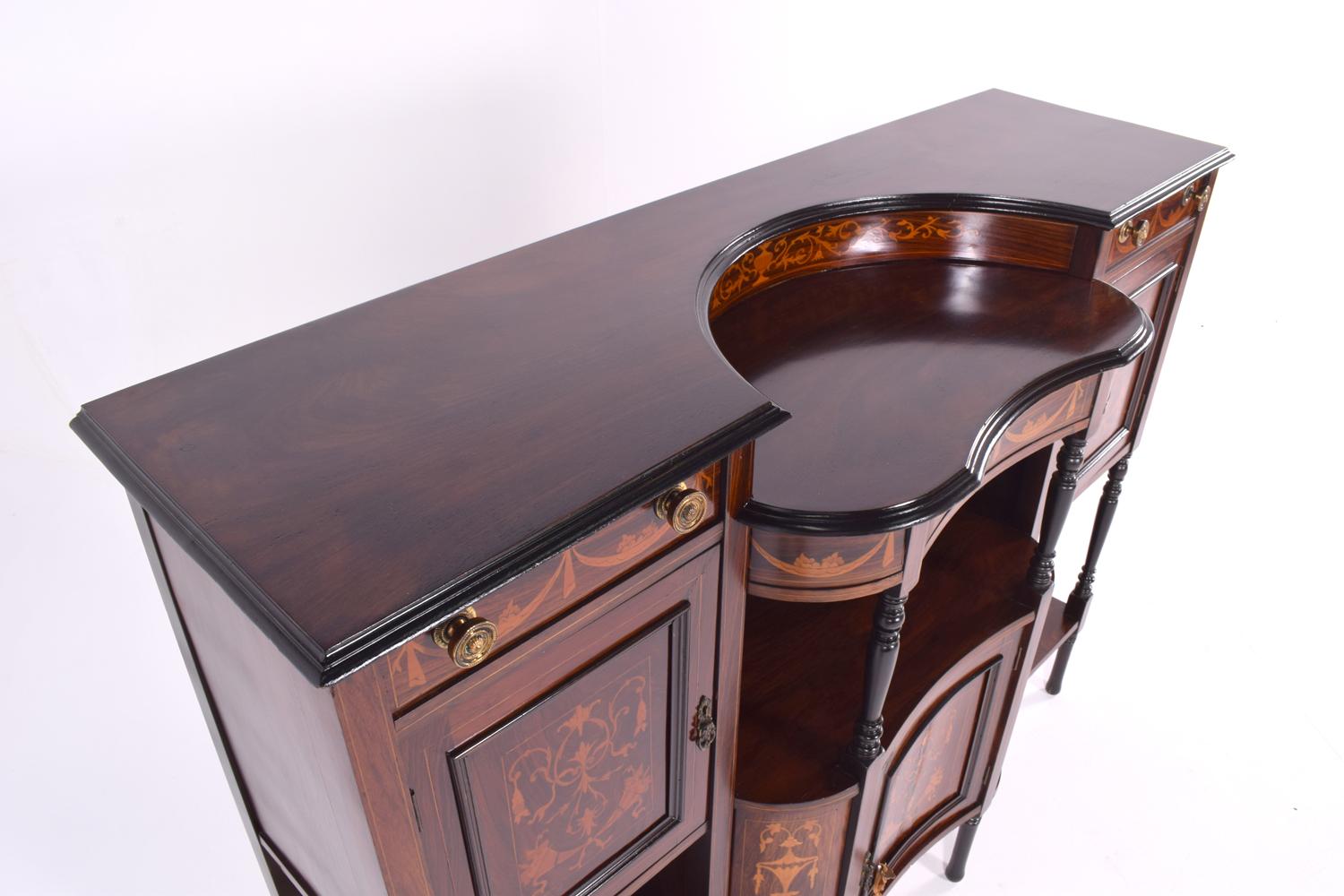 Late Vitorian Marquetry Inlaid Rosewood Side Cabinet, 1890s 7