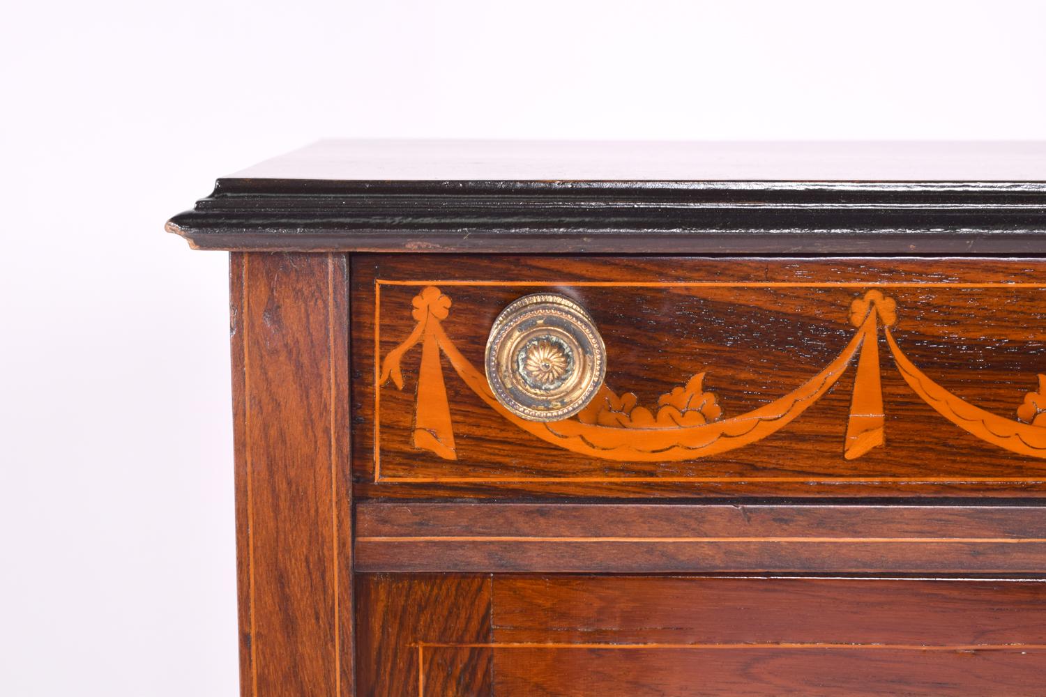 Late Vitorian Marquetry Inlaid Rosewood Side Cabinet, 1890s 2