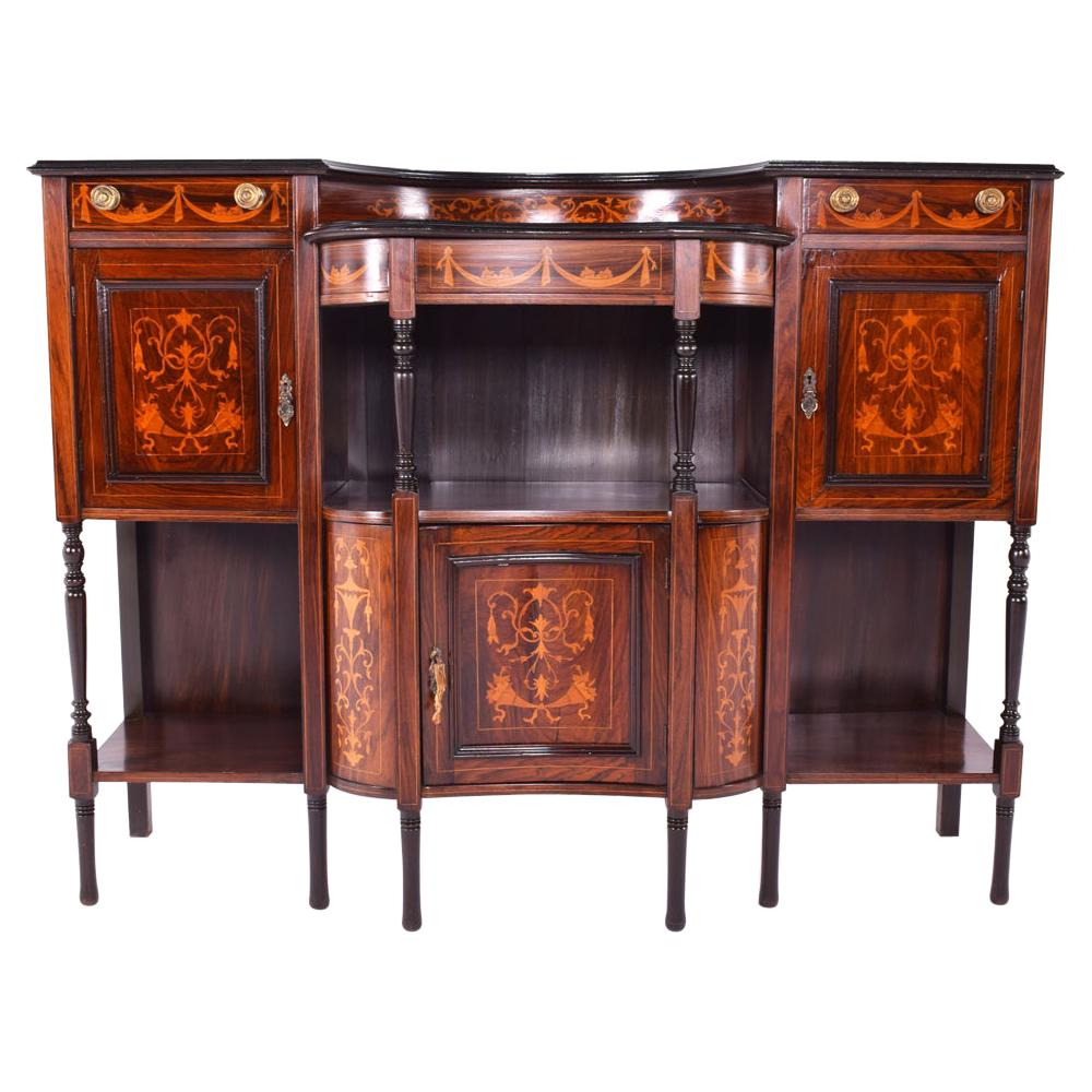 Late Vitorian Marquetry Inlaid Rosewood Side Cabinet, 1890s